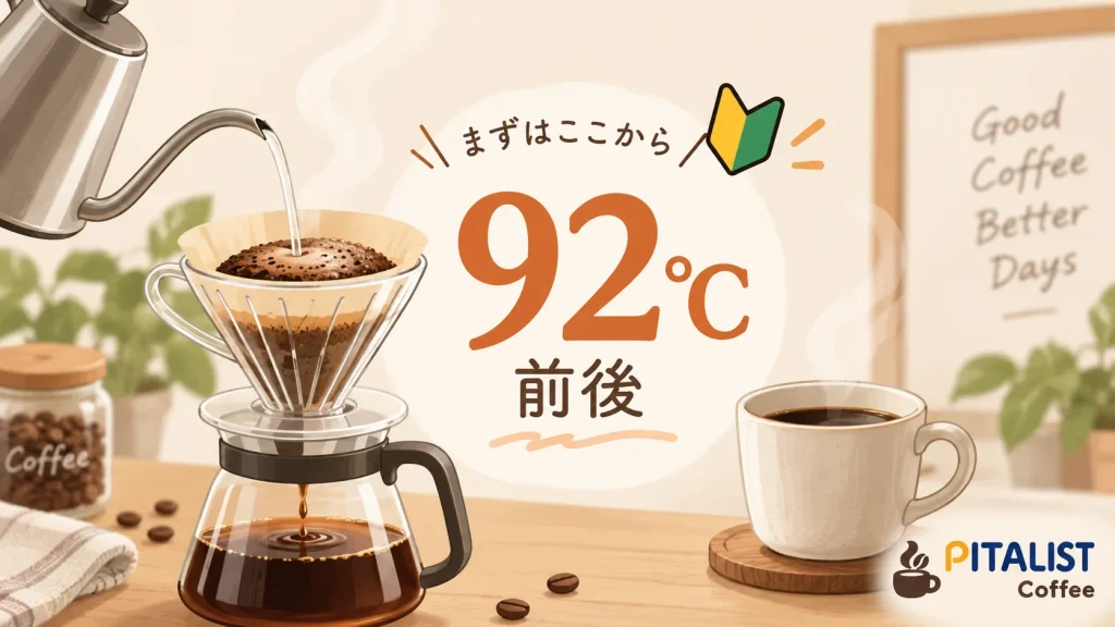 ハンドドリップのお湯を92℃前後から試す初心者向けの湯温目安