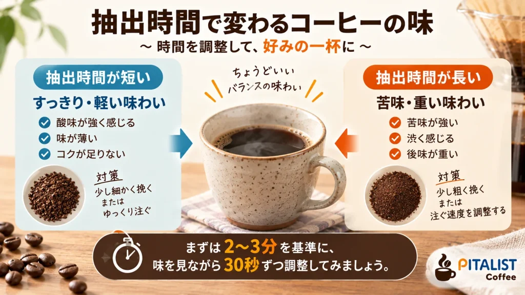 ハンドドリップの抽出時間と挽き目を調整して味を整える方法